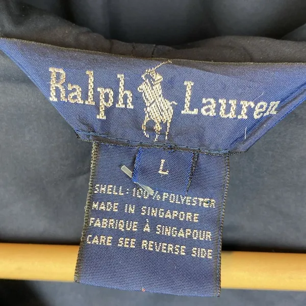 Ralph Lauren Polo USA Blue Zip Up Hoody Spell Out Logo Windbreaker Jacket L - Image 7