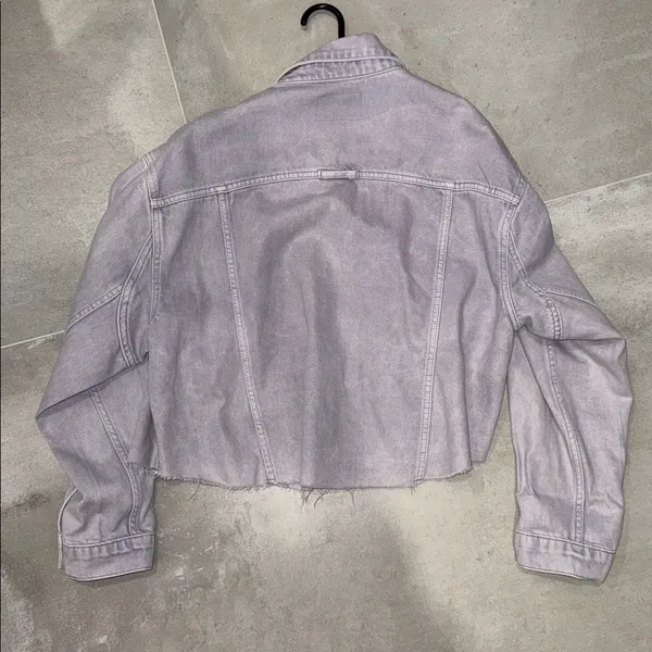 Free People Lavender Frayed Edge Denim Jacket (small) - Image 5