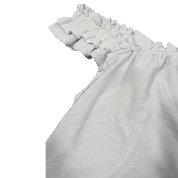 Ruffle Strap Tank Top Womens Large White Sleeveless Square Neck Flowy Blouse - Image 6