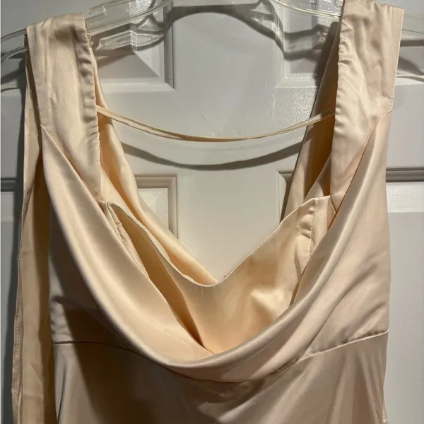 Here Comes The Sun satin maxi slip dress cowl neck sz S new NWT cream - Image 2