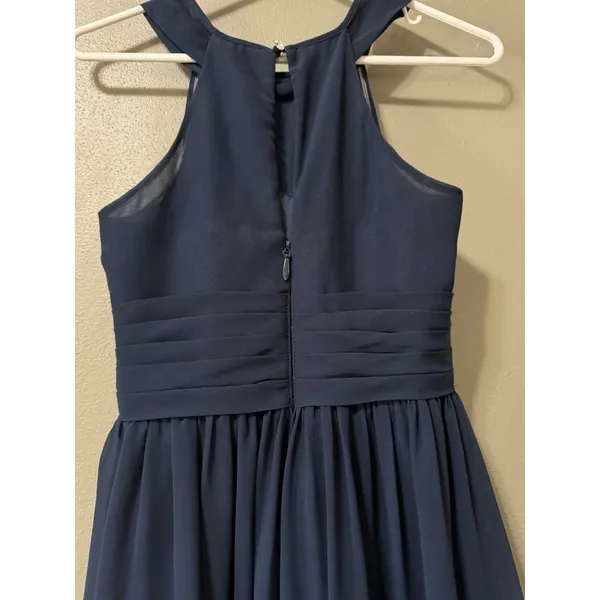 Azazie Bridesmaid Dress Blue Size A0‎ Midi A Line Flare Polyester Formal Wedding - Image 14