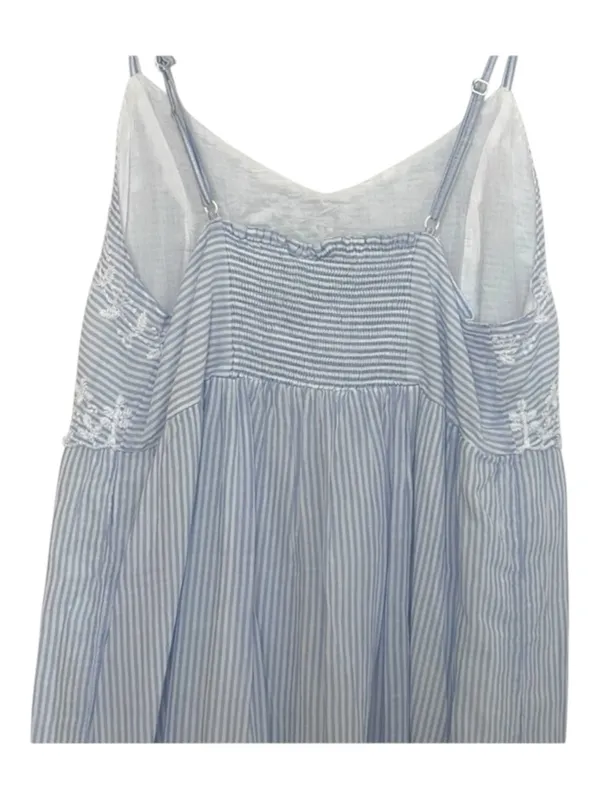 Joie ミ Floral Embroidery Lace Spaghetti Strap Sundress ミ Blue White Stripe ミ S - Image 11