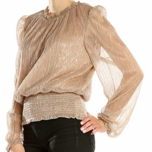 Joie Shimmer Metallic Smocked Blouse - Image 2