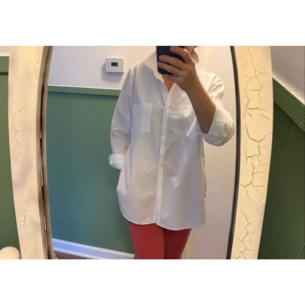Maurices White Button Down Shirt Size L Long Sleeve Pocket - Image 8
