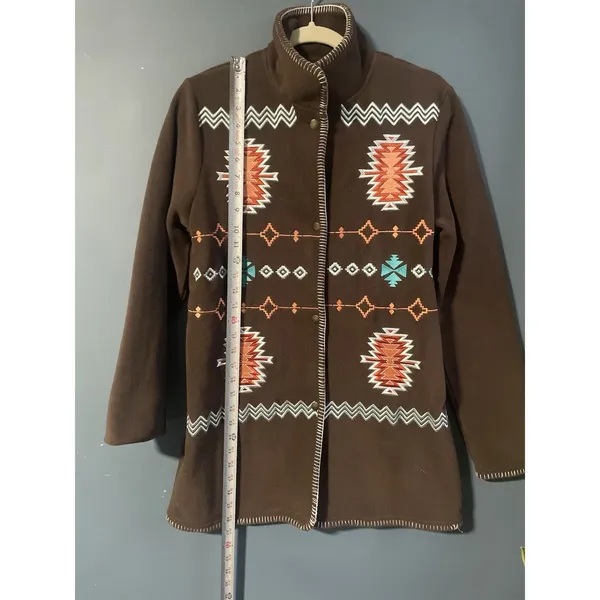 Outback TradingCompany SantaFe FleeceJacket Geometric Aztec‎ Print Zip Size MD - Image 9