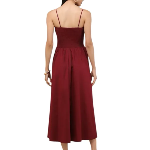 NWD Lulus Tandria Burgundy Smocked Sleeveless Midi Dress Size Large - Image 3