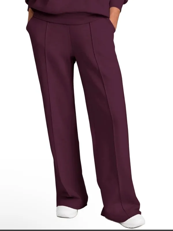 PRETTYGARDEN Women 2Piece Outfit Sweatsuits Quarter Button Long Sleeve Dark Red - Image 5