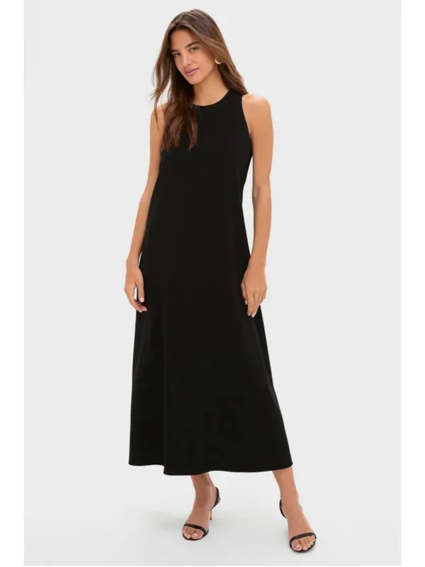Tuckernuck Black Crepe Portia Dress M Bow Back Elegant Evening Party Resort Date - Image 2