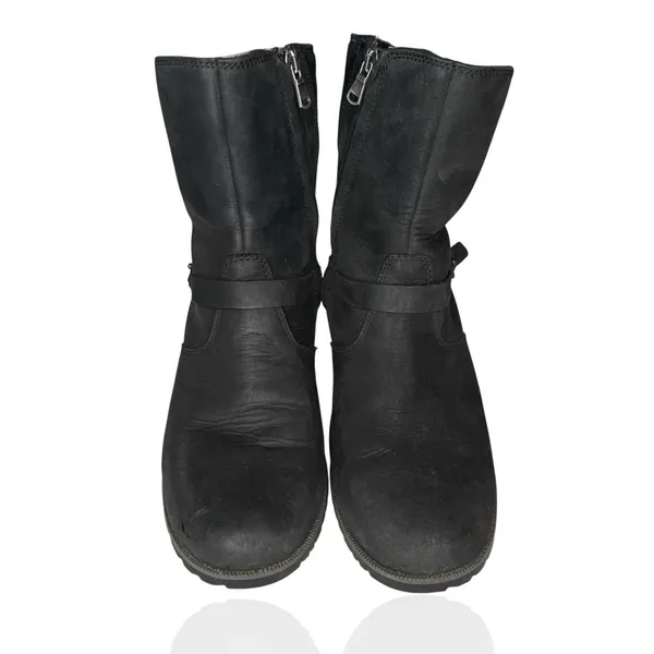 Teva 9.5 De La Vina Dos Black Leather Suede Waterproof Zip Up Buckle Boots‎ - Image 5