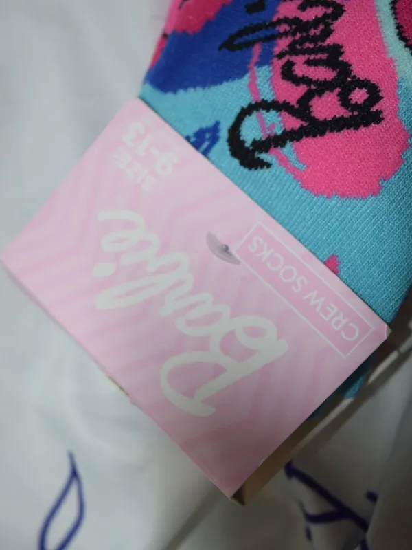 2 Pairs Of Barbie Themed Crew Socks Size 9-13 - Image 5