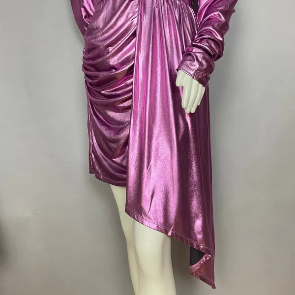 NWT Elliatt Avalee Cocktail Dress Metallic Sheen Long Sleeve Drape Skirt Party‎ - Image 7