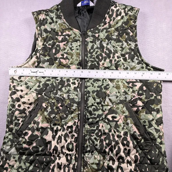 Great Northwest Indigo Leopard Camo Quilted Puffer Vest Green Large Gorpcore - Image 6