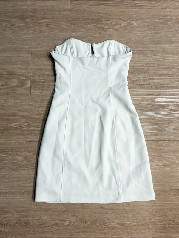 Zara White Strapless Sequin Dress - Image 4