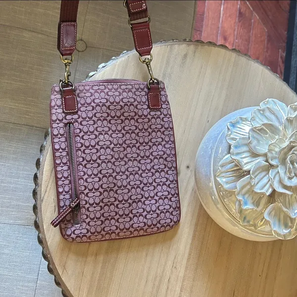 Coach Purple‎ Suede Logo Canvas Swing Pack Crossbody - Image 8