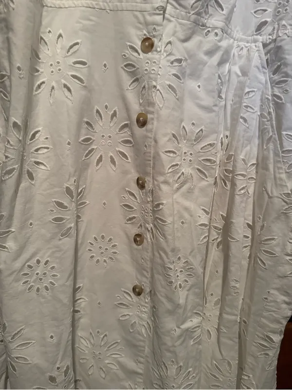 Maeve by Anthropologie White Eyelet Cotton Midi Dress - Image 4