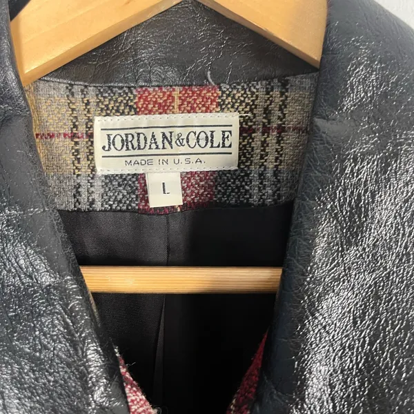 Jordon & Cole vintage plaid 90s wool collar zip up jacket size large - Image 2