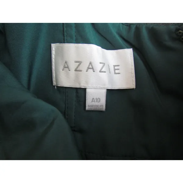 Azazie Maxi Dress 10 Dark Green‎ Pleated Chiffon Bridesmaid Formal Gown - Image 9
