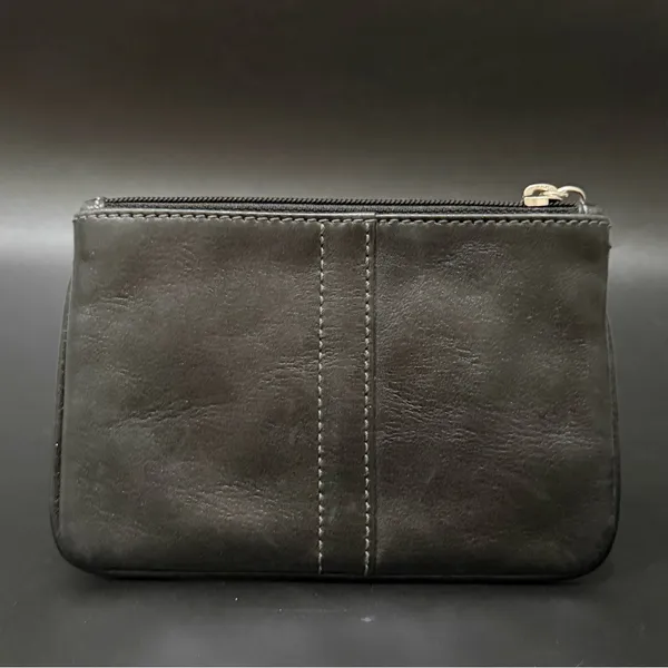 COACH Black Leather Contrast Stitching Wristlet Wallet - Image 2