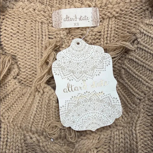 Altar'd State NWT Tan Fringed Cable Knit Sweater - Image 5