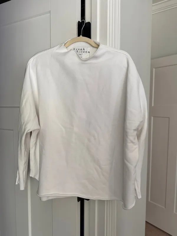 Frank & Eileen Effie‎ Funnel Neck Capelet Sweatshirt White triple fleece - Image 2
