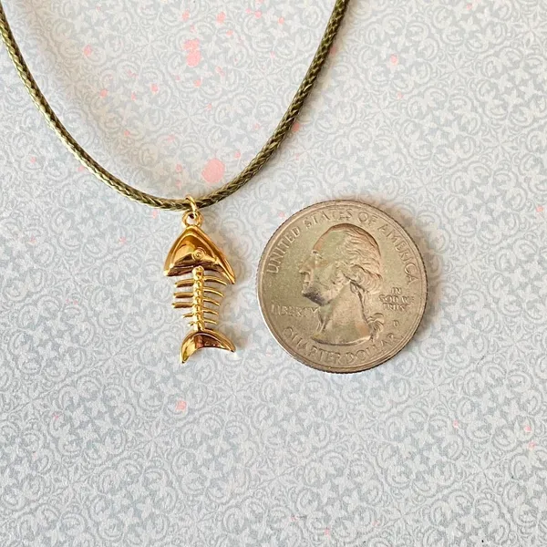 Handmade gold tone stainless steel fish boho funky chic simple necklace🌀🐟 - Image 7