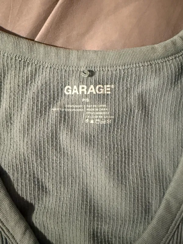 Green Garage Long Sleeve Crop Top - Image 2