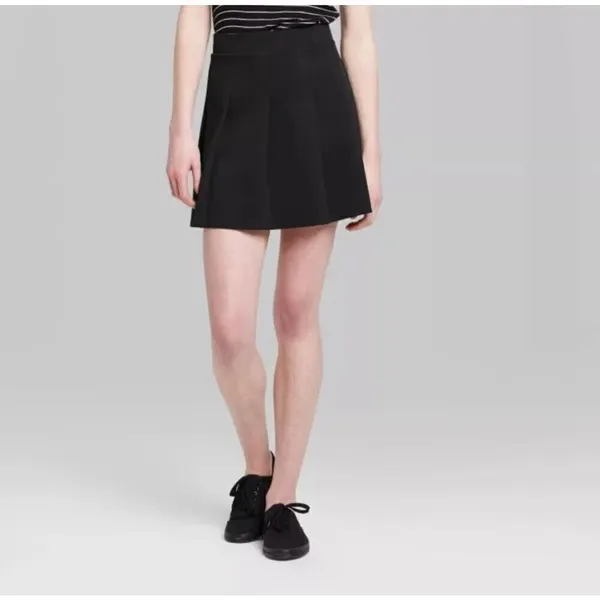 NWT Womens Wild Fable Fun Black Pleated Skater Mini Skirt - Sz S - Image 2