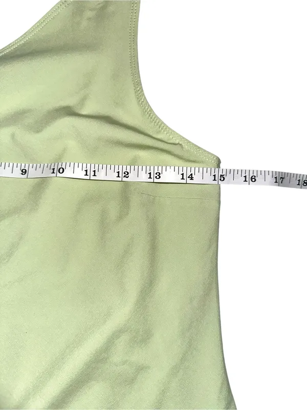 Abercrombie and Fitch Travelers One Shoulder Green Mini Dress with Shorts SMALL - Image 8