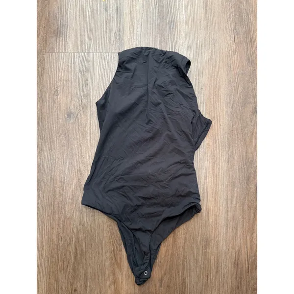 Skims Black Sleeveless Mock Neck Bodysuit‎ Slim Fit Stretch Snap Closure Top - Image 3