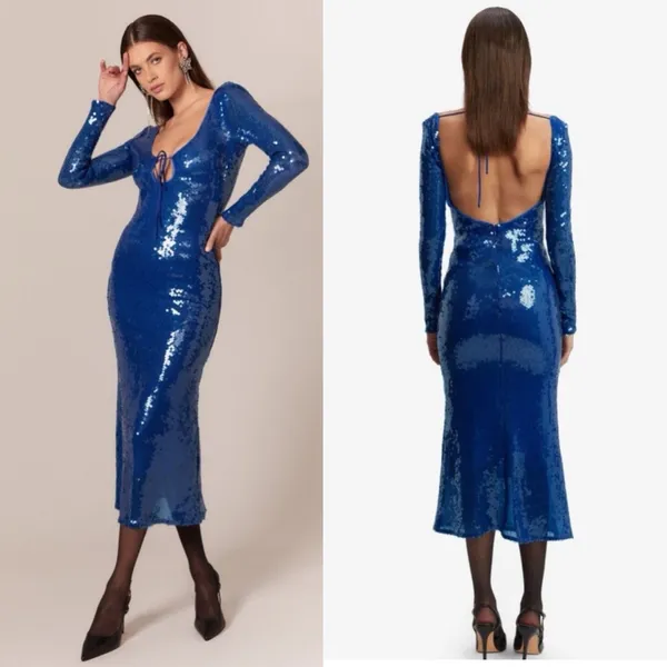 Bardot Verona Sequin dress Cobalt blue Size 6 Gala Event Party Formal - Image 3