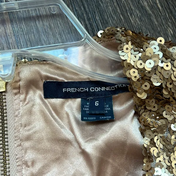 French Connection Gold Sequin Dress - Image 4