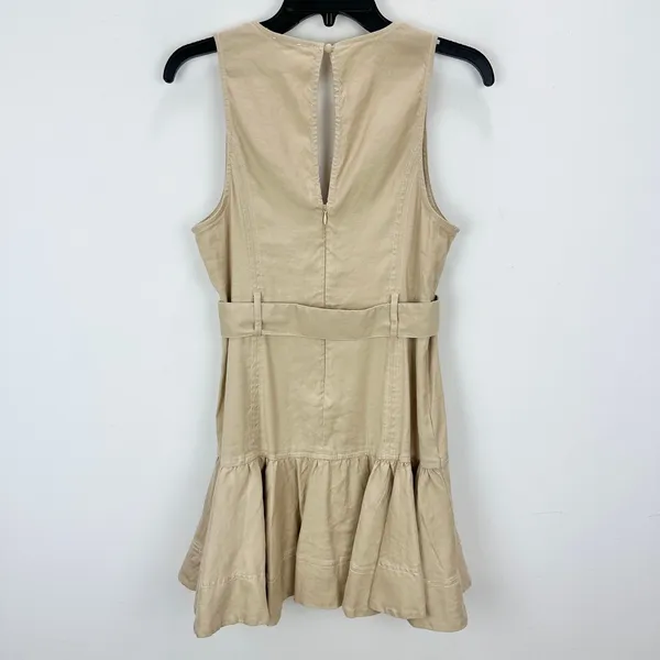 Maeve By Anthropologie V Neck Belted Drop Waist Mini Dress Tan US 6 NWT - Image 10