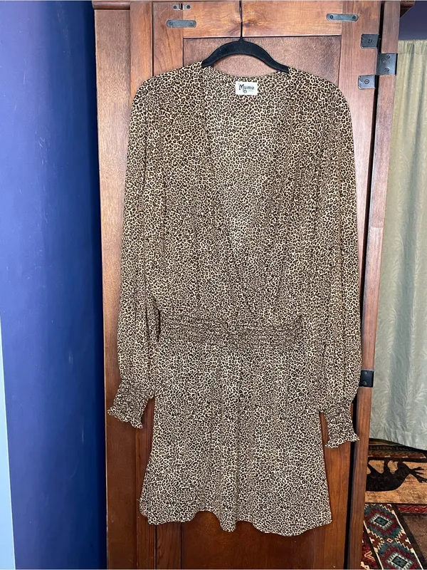 Show Me Your Mumu Adelaide Leopard Print Ruffle Mini Animal Western Boho Dress L - Image 3