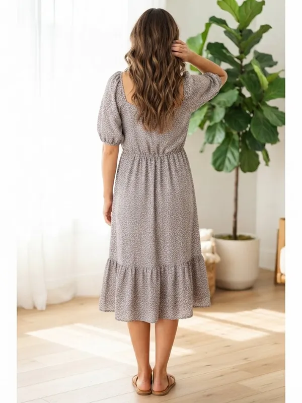 Sienna Sky Cottagecore Romantic Dusty Pink Floral Puff Sleeve Summer Dress M Boho Whimsical - Image 2