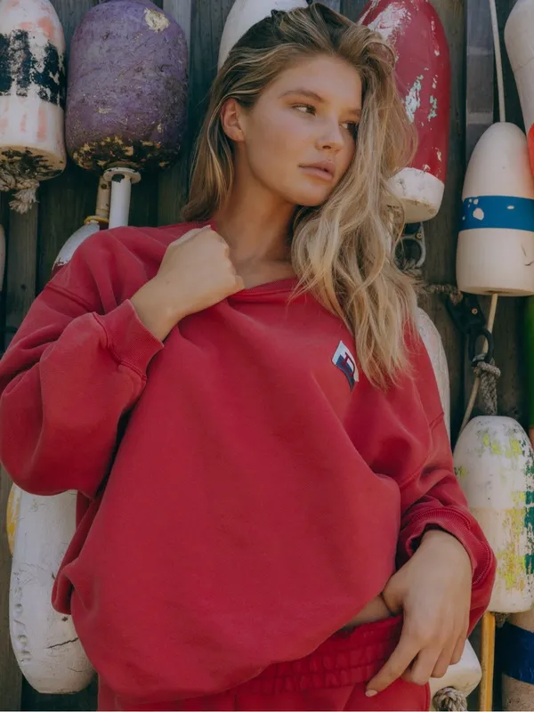 Daily Drills Red Heavyweight Oversized Out East Crewneck Sweatshirt - Image 2