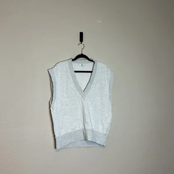 AGOLDE Shaw V-Neck Vest‎ Oversized In Oatmeal Size XS - Image 3