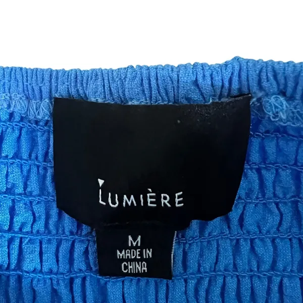 NWT Lumiere Smocked Halter Solid Wide Leg Jumpsuit Blue Boho Summer Size M - Image 5