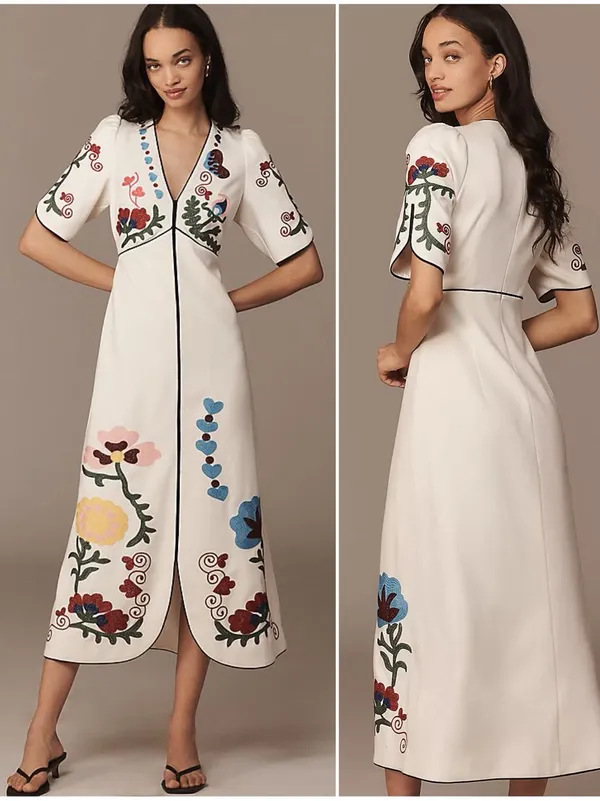 NWT Hunter Bell Margaritte Stitchtopia Embroidered Maxi Dress Size 6 - Image 11