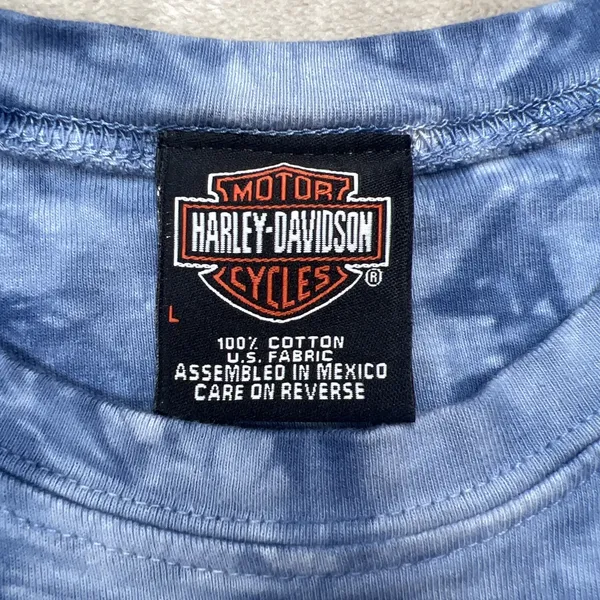 Harley Davidson Daytona Beach FL Womens L Blue Tie Dye Sleeveless Biker Shirt - Image 5