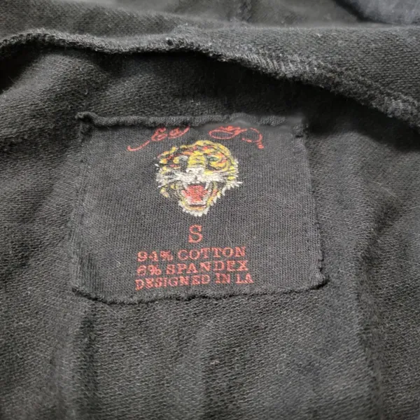 Y2k Vintage Ed Hardy Sweatshirt Small Zip Up Hoodie NYC Skull Eagle Snake Fading Faded Discoloration - Image 14