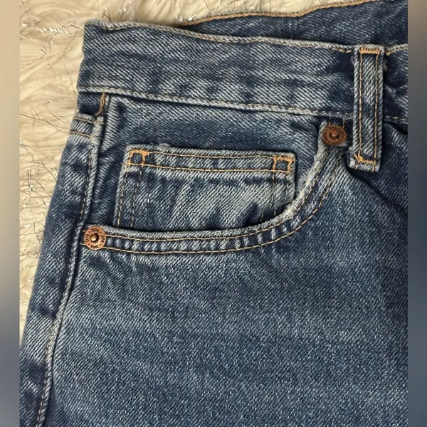 Zara‎ Blue Medium Wash Women’s Wide Leg Raw Hem Jeans Size 8 - Image 14