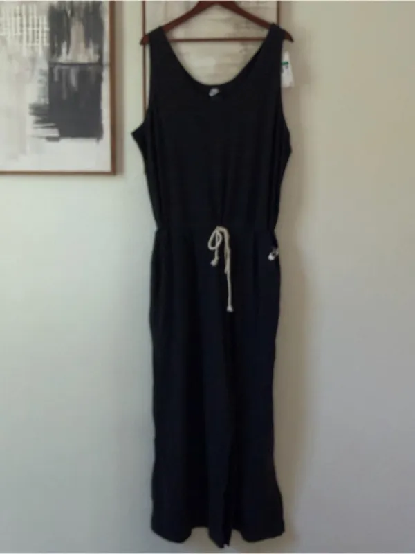 Nike Charcoal Wide-Leg Knit Tank Jumpsuit with Drawstring XXL NWT - Image 2