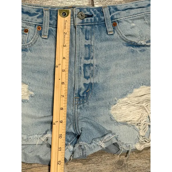 Abercrombie & Fitch Annie High‎ Rise Distressed Denim Shorts Light Wash 26/2 - Image 6