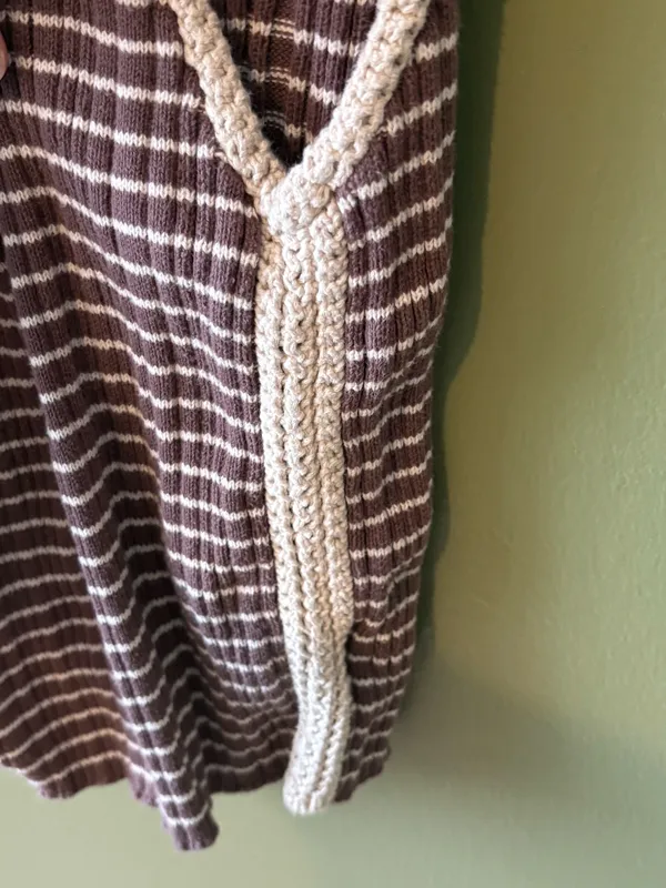 American Eagle Outfitters Brown Striped Crochet Trim Tank - Image 4