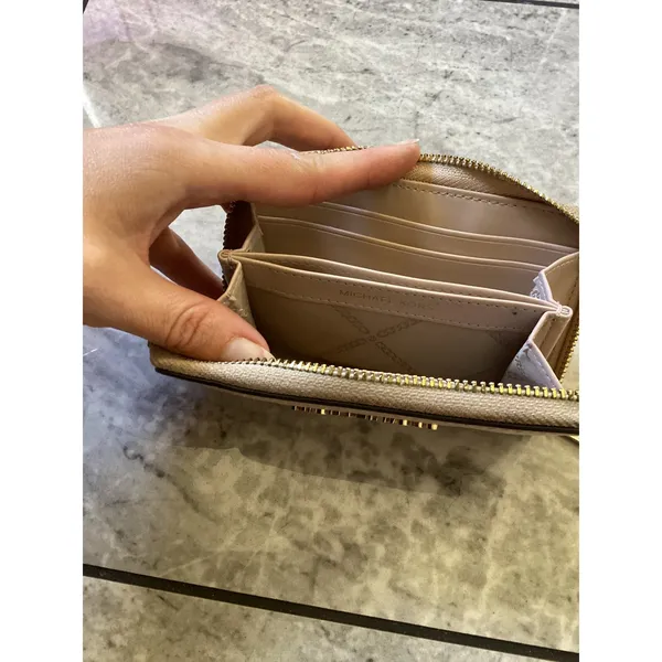 Michael Kors Jet Set Small Zip Around Card Case Pebbled Leather Pink Gold Tone - Image 5