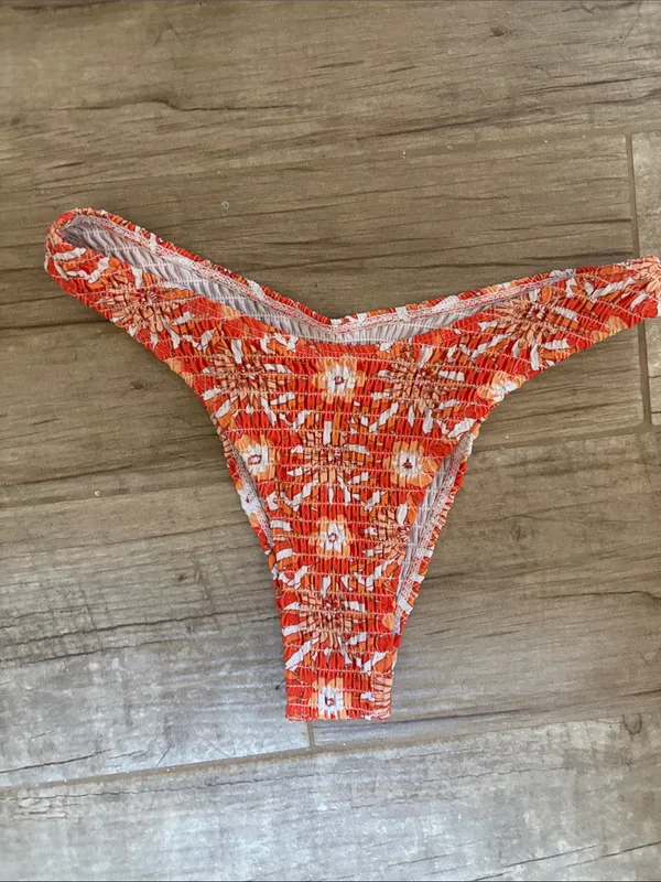 Orange Floral Smocked Bikini Set - Image 2
