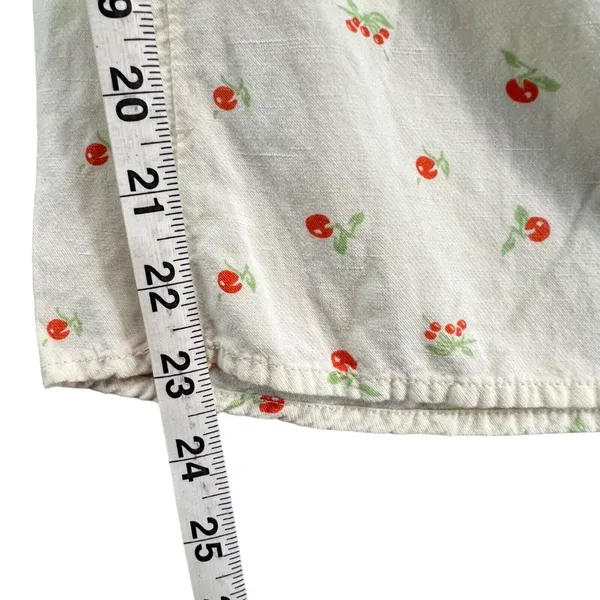 Anthropologie Feather Bone Wide Leg Talise Pants 4 Cream‎ Red Fruit Print Crop - Image 11