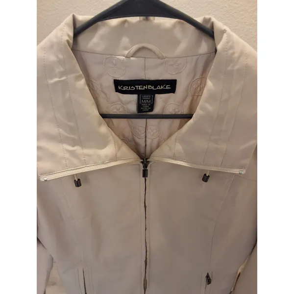 Kristen Blake Women's M Ivory Full-Zip Quilted Lined Jacket Trench Coat - Image 3
