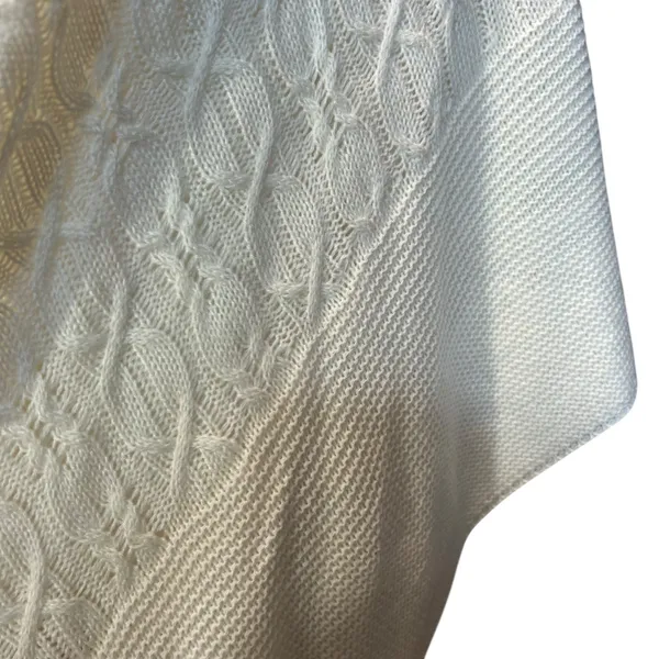 Cable Knit Poncho Cape NWT Kim Rogers Curvy Ivory 1X Sleeveless Boho Y2K Casual - Image 4