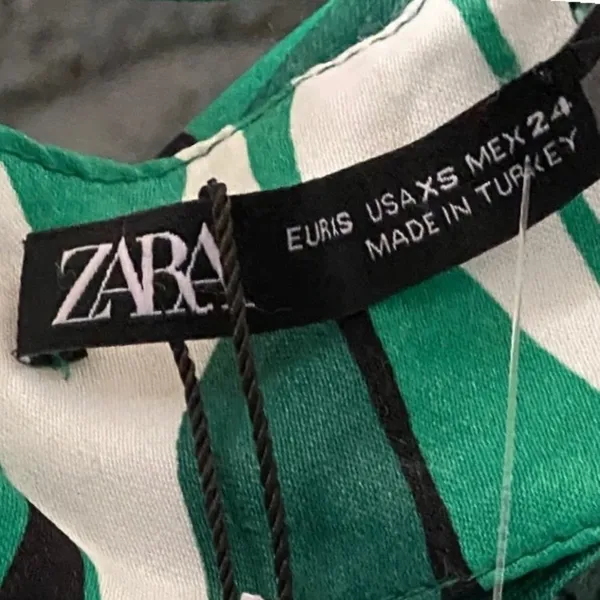 Zara Green Abstract Geometric Wavy Print Midi Dress XS‎ Crisscross Back 9878/173 - Image 10